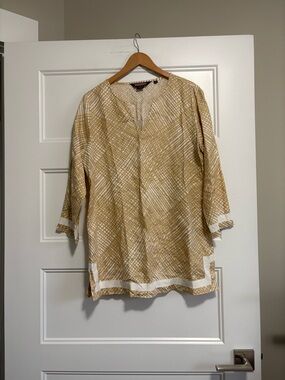 Vineyard Vines Linen Tunic Yellow Mustard Sz Medium